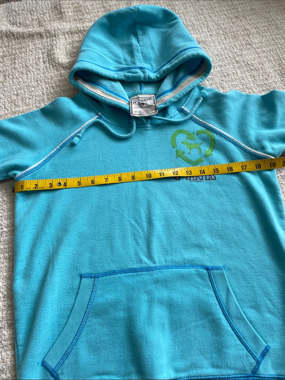 PINK Victoria's Secret Bright Aqua Hoodie with Lime Accent - Picture 7 of 8